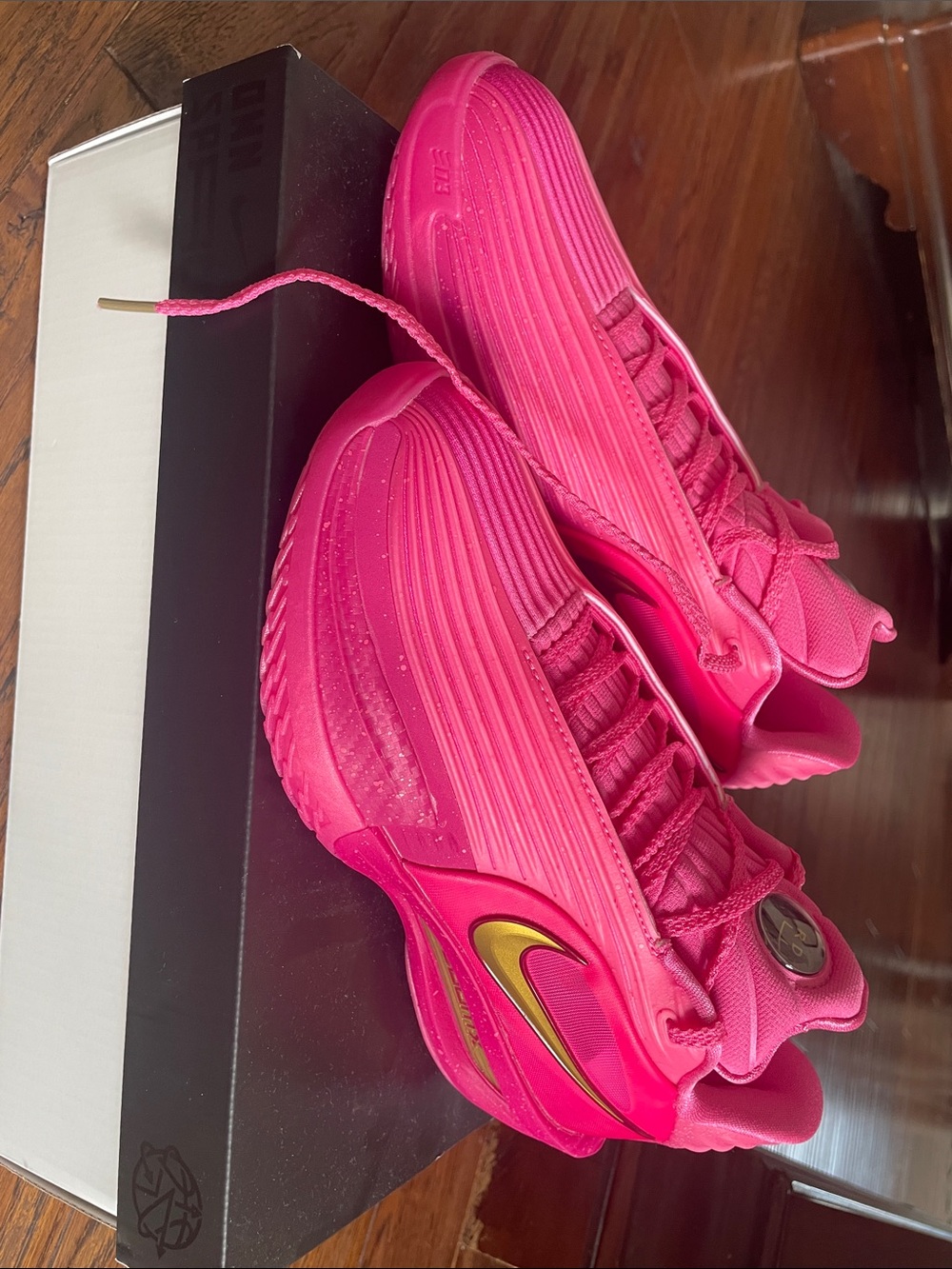 GT Cut 3 Turbo Nike Basketball Bright Pink shoes with Gold Swoosh
